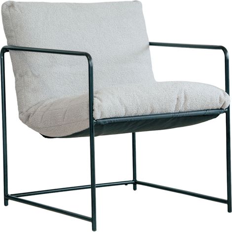 Dmora - Poltrona Appare, Poltrona rivestita in tessuto bouclé, Sedia imbottita, Seduta con braccioli in metallo, 61x67h75 cm, Grigio