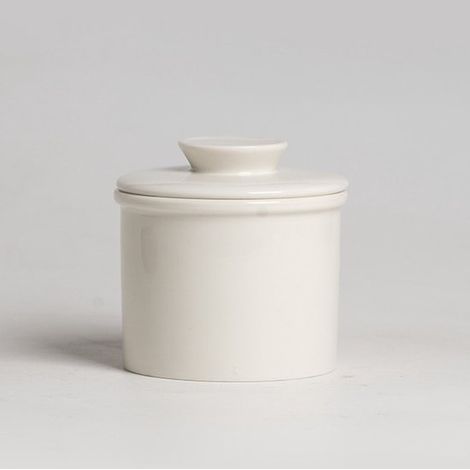 Beurrier - Beurrier en céramique - Beurrier avec couvercle - Pot à beurre - Récipient à beurre - Récipient - Vaisselle - Blanc - Céramique blanche (1/5)