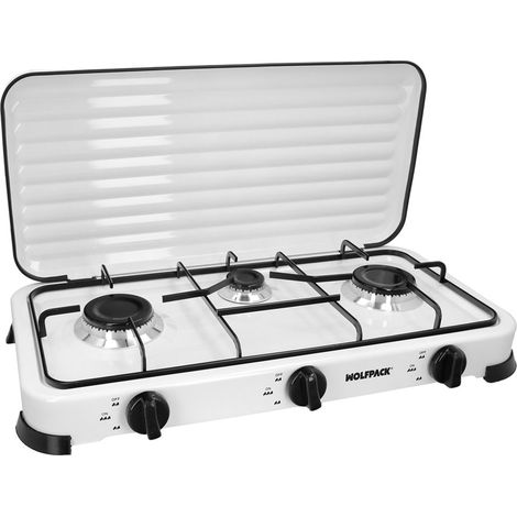 Cuisinière à gaz à 3 brûleurs, puissance 5,4 kW.