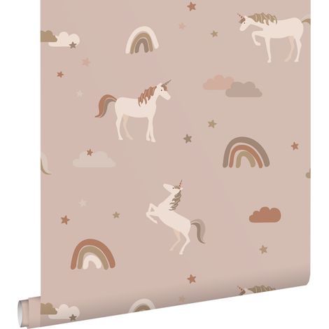 papier peint licornes vieux rose et terracotta - ESTAhome (1/5)