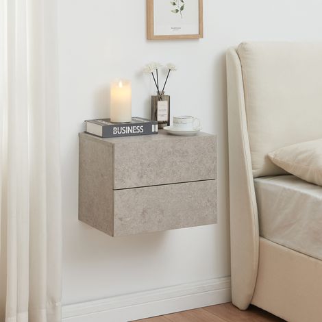 Mesa de noche flotante Ampfing 40x29x30 cm - Efecto hormigón claro [en.casa]