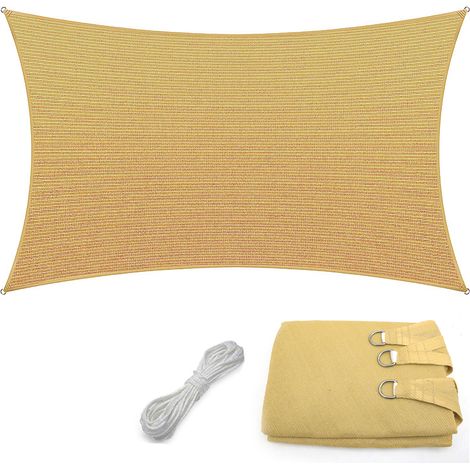Voile d'ombrage, Protection soleil/vent – Store en tissu PEHD – Voile d'ombrage d'extérieur 2 x 4 m, Auvent anti-UV Pour jardin et piscine (1/5)