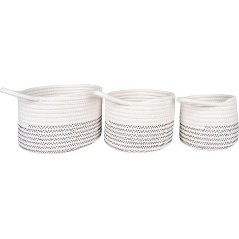 Set 3 cestini Algar in cotone bianco/grigio