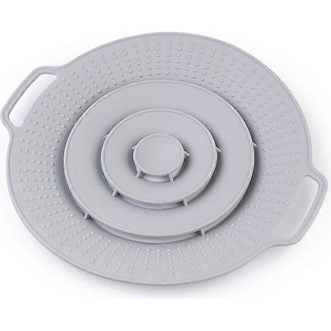 Couvercle en silicone 33,5 cm pour casseroles, tasses et poêles - Anti-éclaboussures, gris (1/5)