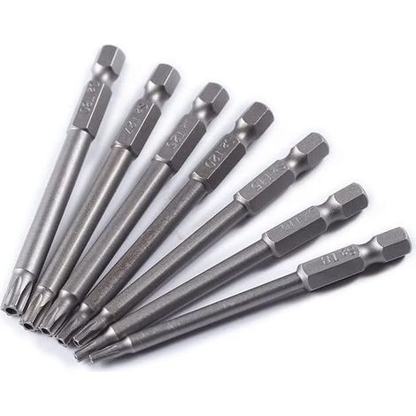 Juego de puntas Torx largas de acero T8-T30 con cabeza de estrella de 75 mm (1/5)