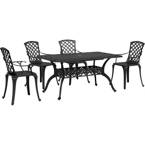 Maison Exclusive - 5-tlg. Garten-Essgruppe Schwarz Aluminiumguss