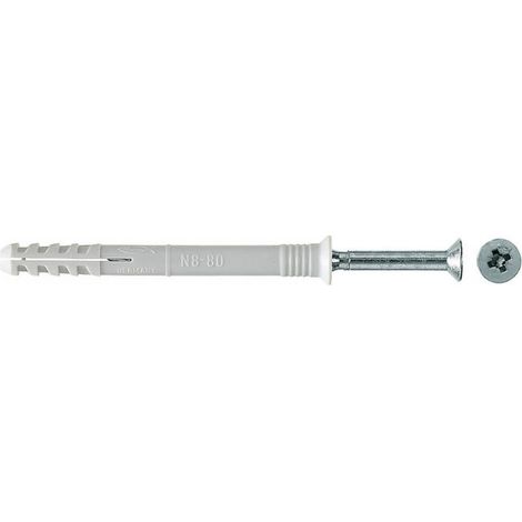 Cheville à frapper en plastique Fischer 048792 8 mm N 8 x 80 Z GP, x100