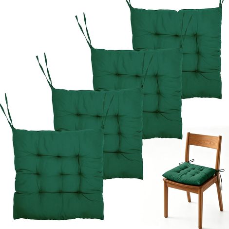 Set of 4 Seat Cushions with Ribs, 40 x 40 cm, Garden Chair Cushions, Chair Covers for Indoor Outdoor Dining Living Room (Green) (1/5)