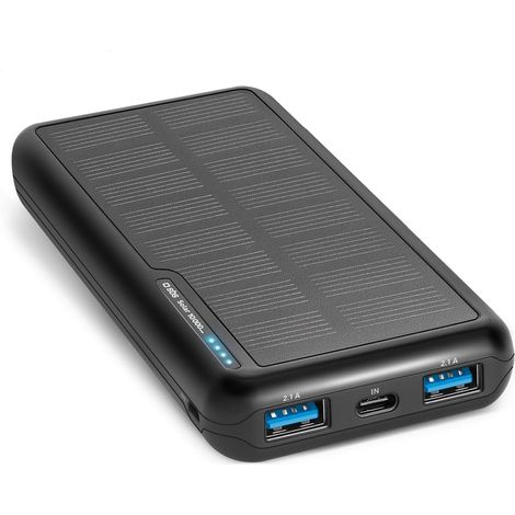 Solar Batterie Externe, 10000mAh, Power Bank avec Panneau Solaire (1/5)