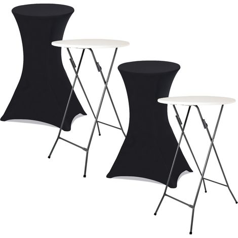 Set aus 2 klappbaren Stehtischen 105 CM und 2 schwarzen Bezügen