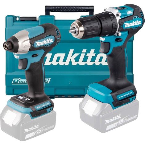 Makita 18v DLX2414 Brushless Kit DHP487 Hammer Drill DTD157 Impact Driver + Case (1/5)