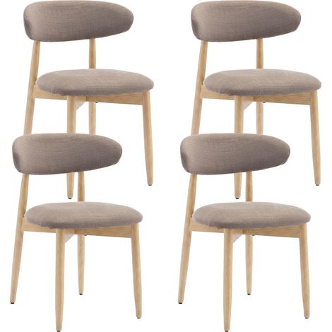 COLAMY Lot de 4 Chaises en bois massif avec pieds en bois naturel, style nordique minimaliste, robustes et élégantes pour salle à manger et cuisine, marron (1/5)