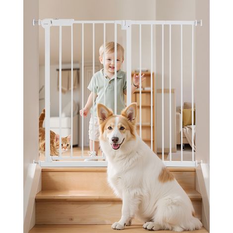 VEVOR Baby Gate, 26-40 Inches Adjustable Width, 36 Inches High Dog Gate, Easy Step Walk Thru, for Child Pet Security, Pressure Mount Kit, Wall Cups, One-Hand Open, for Stairs and Doorways, White (1/5)