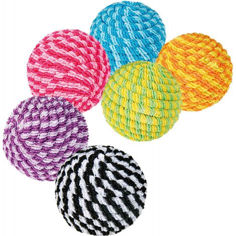 6 balles spirale 4,5 cm pour chat, Couleur aléatoires - animallparadise