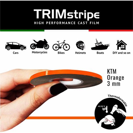 Trim Stripe Strisce Adesive per Auto, Arancio KTM - Dimensione: 3 MM X 10 MT