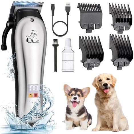 Hundehaarschneidemaschine, 2000 mAh, mit 4 professionellen Aufsätzen, geräuscharm, LED-Anzeige, geeignet für Hunde (1/5)