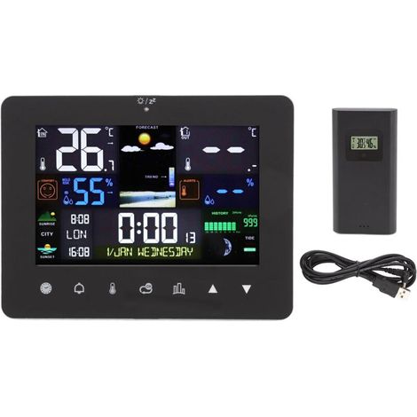 Zoternen Thermomètre à capteur de température d'humidité de l'horloge météorologique pour le bureau à domicile (1/5)