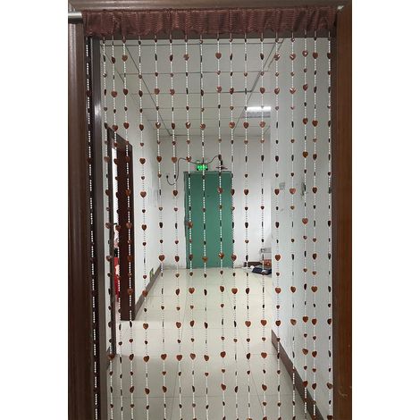 Rideau de Porte avec Perles en Acrylique - Décoration d'intérieur - Rideau de séparation de pièce (100 cm x 195 cm, Marron cœur) (1/5)