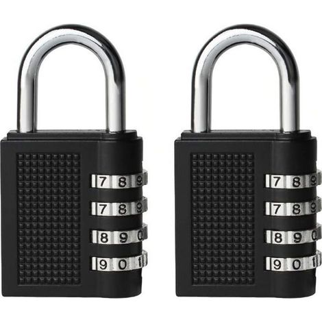 2 Cadenas à combinaison, Corps en alliage de zinc, Anse 6,3mm, Code 4 chiffres réinitialisable, Pour casier école sport (1/5)