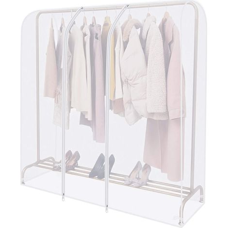 Housse Transparente pour Tringle à vêtements avec Fermeture éclair Solide et Poche à Documents Housse penderie,Portant Non Inclus (1/5)