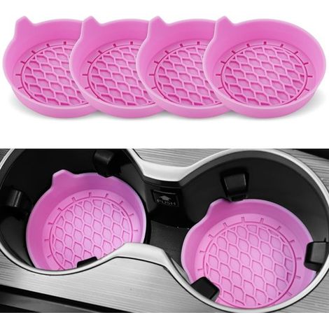 Dessous de verre pour porte-gobelets de voiture, inserts en silicone pour porte-gobelets, porte-gobelets universels antidérapants, accessoires intérieurs de voiture, lot de 4 (1/5)