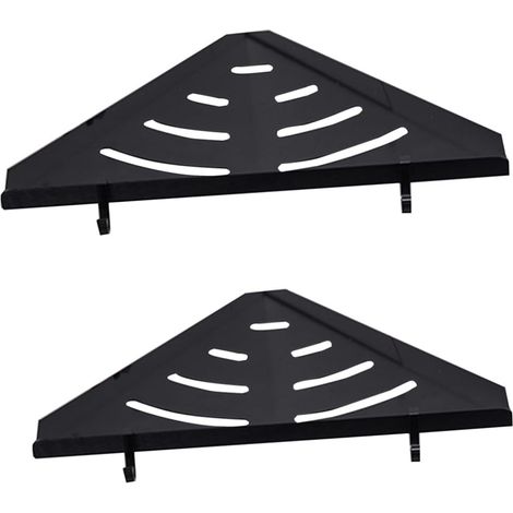 Étagère de salle bain double couche en aluminium avec crochets, organisateur d'angle pour douche, (1/5)