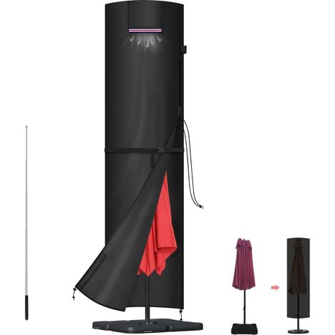 Ampelschirm Schutzhülle 230cm 420D Oxford wetterfest mit Stab & Lüftung (1/5)