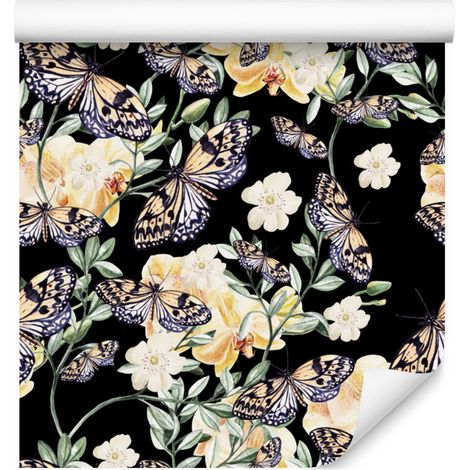 Papier peint Papillons, Fleurs et Nature pour Salon et Chambre 50x1000 cm (1/5)