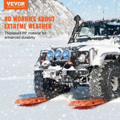 Plaque de Désenlisement 10 T avec PP, Tapis de Traction pour Tout-Terrain/Voiture/Pick-up/SUV/Camping-car, Planche de Récupération de Sable Boue Neige, Sac de Rangement, Long, Orange, 2PCs (1/5)