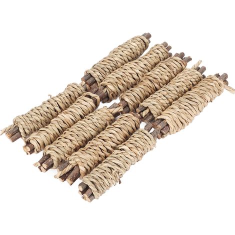 Lot de 10 bâtonnets à mâcher pour lapins et hamsters, pour soulager l'ennui et favoriser le nettoyage des dents. Bâtonnets molaires naturels en jonc de mer. (1/5)