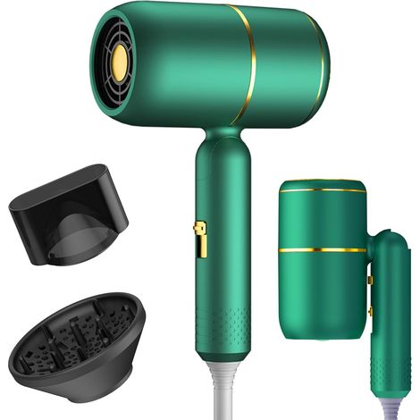 faltbarer Haartrockner, 2400 W, 3 Heizstufen, 2 Gebläsestufen, Kaltlufttaste, mit Diffusor, für Reisen und Zuhause (1/5)