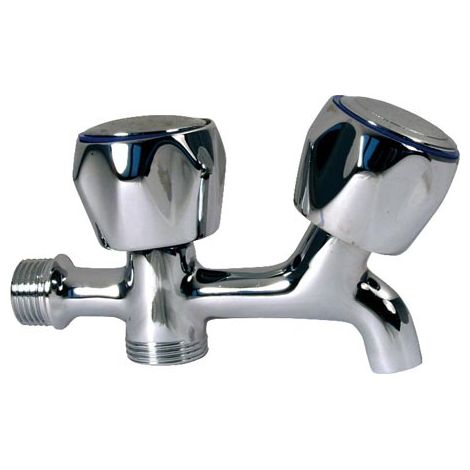 ROBINET DE MACHINE À LAVER DOUBLE V/CHROME EN MÉTAL 1/2 - B-65101