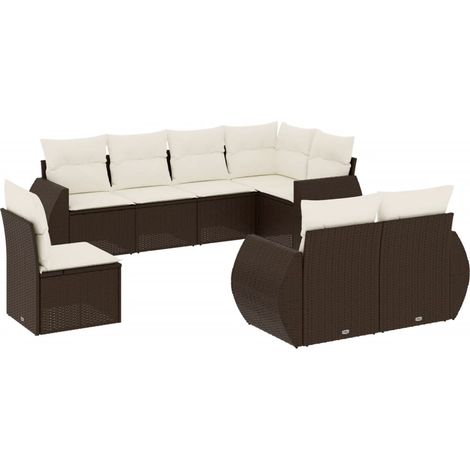 vidaXL Set Divani da Giardino 8 pz con Cuscini Marrone in Polyrattan (1/5)