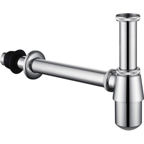 Kit de siphon bouteille pour lavabo (entrée coulissante 1 1/4 pouce) – Siphon en P réglable, finition chrome poli lisse, standard américain (1/5)