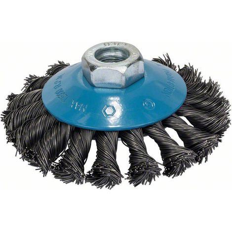 Bosch 1x Brosse conique PRO Steel Longlife, fils torsades pour petite meuleuse angulaire et filetage M14 (pour Acier, O 100 mm, Professional Accessoire Petite meuleuse angulaire) (1/7)