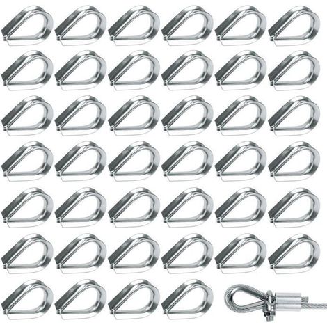 Lot de 50 cosses de câble métallique M2 – Acier inoxydable 304 – Cosse cœur pour câble acier (1/4)