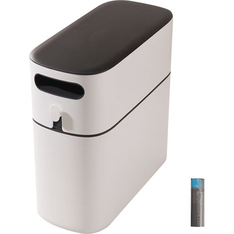 Poubelle étroite automatique avec couvercle étanche, sac poubelle intégré, plastique noir hygiénique pour salle de bain et cuisine, gain de place (1/5)
