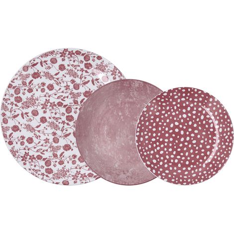 Servizio di Piatti Bidasoa Aquilea Rosa Ceramica 12 Pezzi