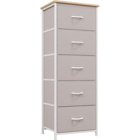 Stoffkommode mit 5 Schubladen, Aufbewahrungsschrank für Schlafzimmer & Wohnzimmer, Aschgrau (1/5)