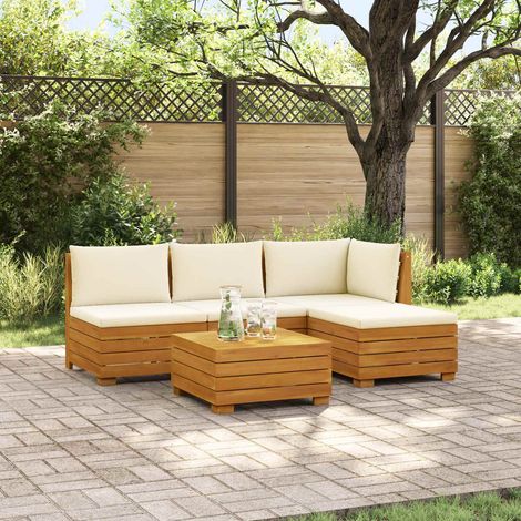 Teenpull – Outdoor-Sofagarnitur mit Kissen 5 Stück Braun Massivholz Akazie (1/5)