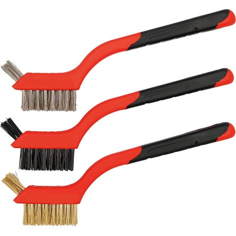 Lot de 3 brosses métalliques,petites brosses métalliques pour nettoyer la rouille, la saleté, le frottement de la peinture et les zones difficiles à atteindre avec un nettoyage en profondeur. (1/4)