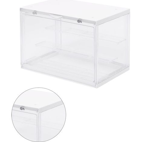 Boîte de présentation et de rangement Pop Mart, présentoir pour figurines en acrylique, boîte de présentation magnétique transparente anti-poussière pour poupées et jouets, grand format blanc. (1/5)