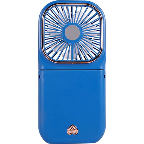 Wiederaufladbarer, faltbarer Nackenventilator mit USB-Anschluss, 3 Geschwindigkeitsstufen, Mini-Reiseventilator für Wanderungen und Picknicks, blau. (1/5)