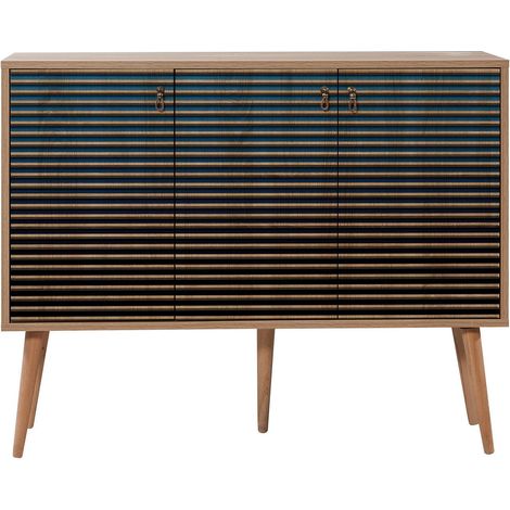 Buffet 3 portes en bois clair et dégradé bleu Kiza 222 (1/5)