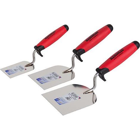 set de spatules 3 piéces inoxydable, 2 poignées, plâtrier (1/2)