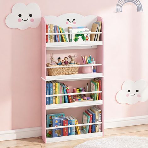 Rangement mural 4 étagères enfant rose barbe à papa 60 x 15 x (1/5)