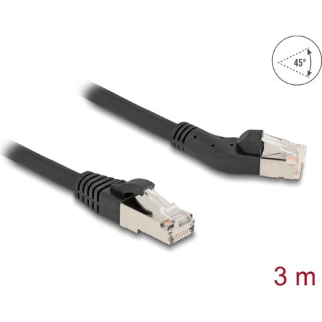 Delock Cable de red RJ45 Cat.6A S/FTP macho 45Â° en Ã¡ngulo izquierdo a macho recto 3 m negro