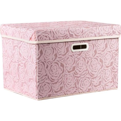 Grande boîte rangement avec couvercle rosa 43x30x30cm (1/5)