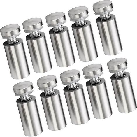 Lot de 10 clous publicitaires en acier inoxydable, vis d'écartement antirouille pour fixation murale, idéales pour les galeries d'art. (1/5)