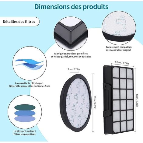 Kit Filtre pour Aspirateurs Rowenta Silence Force Cyclonic 4AAAA Accessoire pour RO76XXEA Ro7612ea Ro7649ea Ro7681ea Ro7686ea Remplace pièce ZR903701 (1/5)